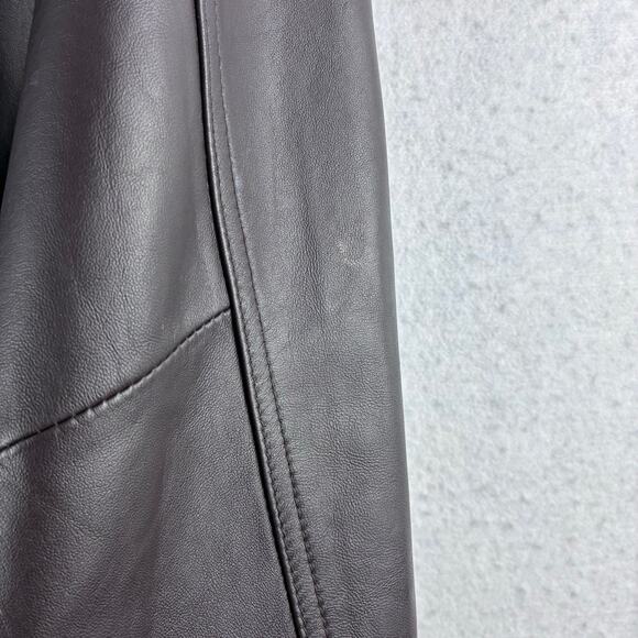 90 Y2K Centigrade Dark Brown Leather Jacket Women 1X Mid Length Satin Lined READ - Picture 10 of 16
